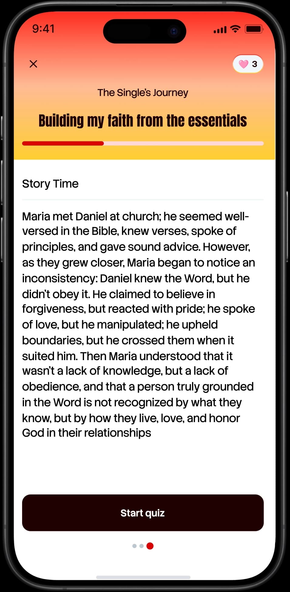 Story screen from the lesson