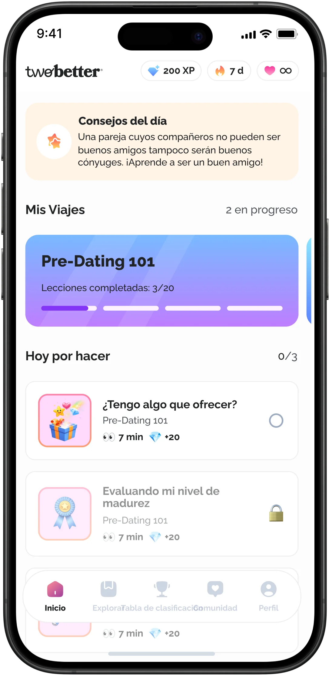 Pantalla principal de la aplicación