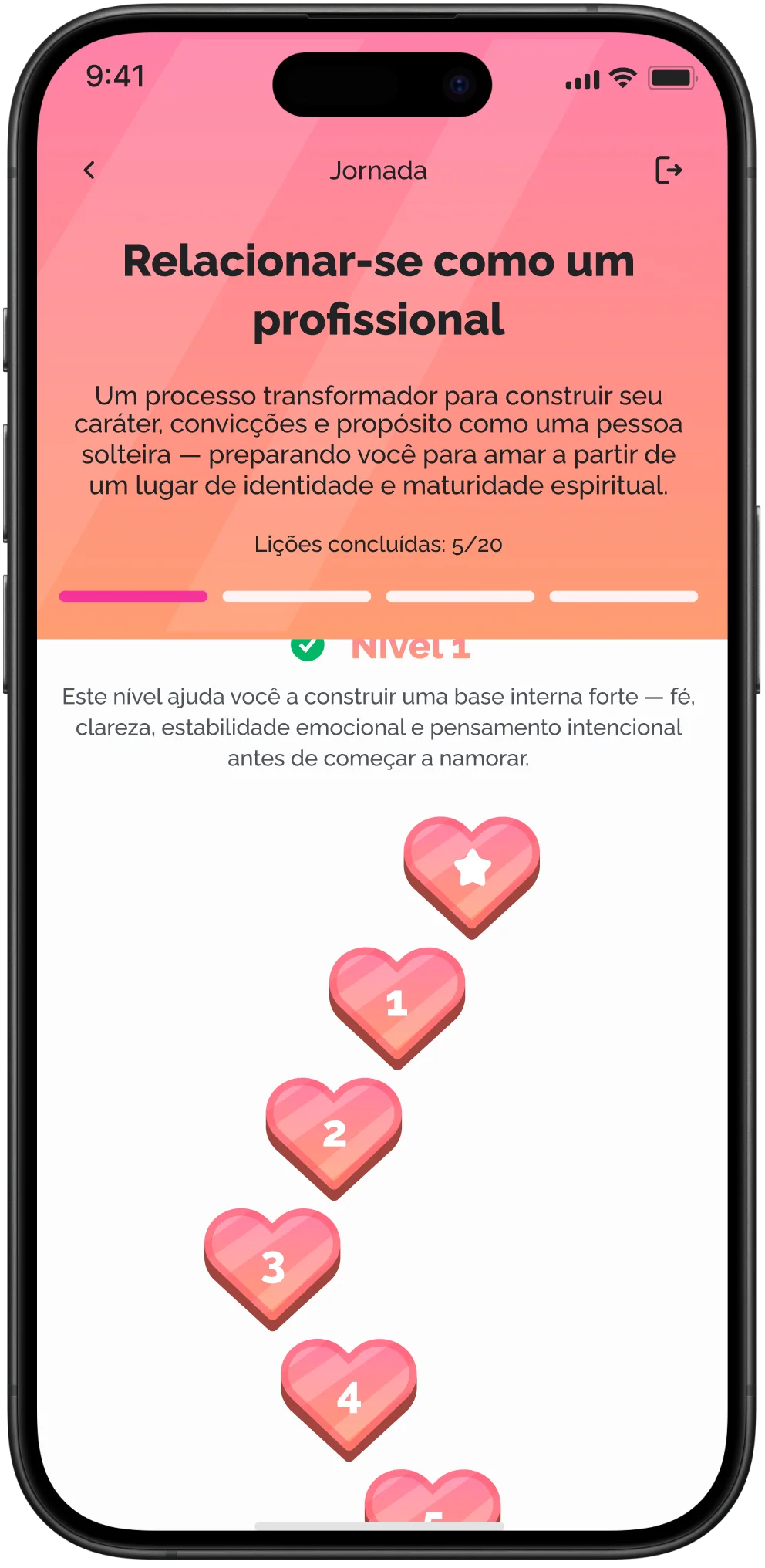 Tela de jornada com lições disponíveis