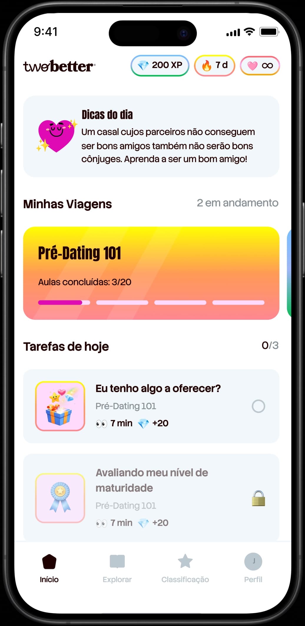 Tela inicial do aplicativo