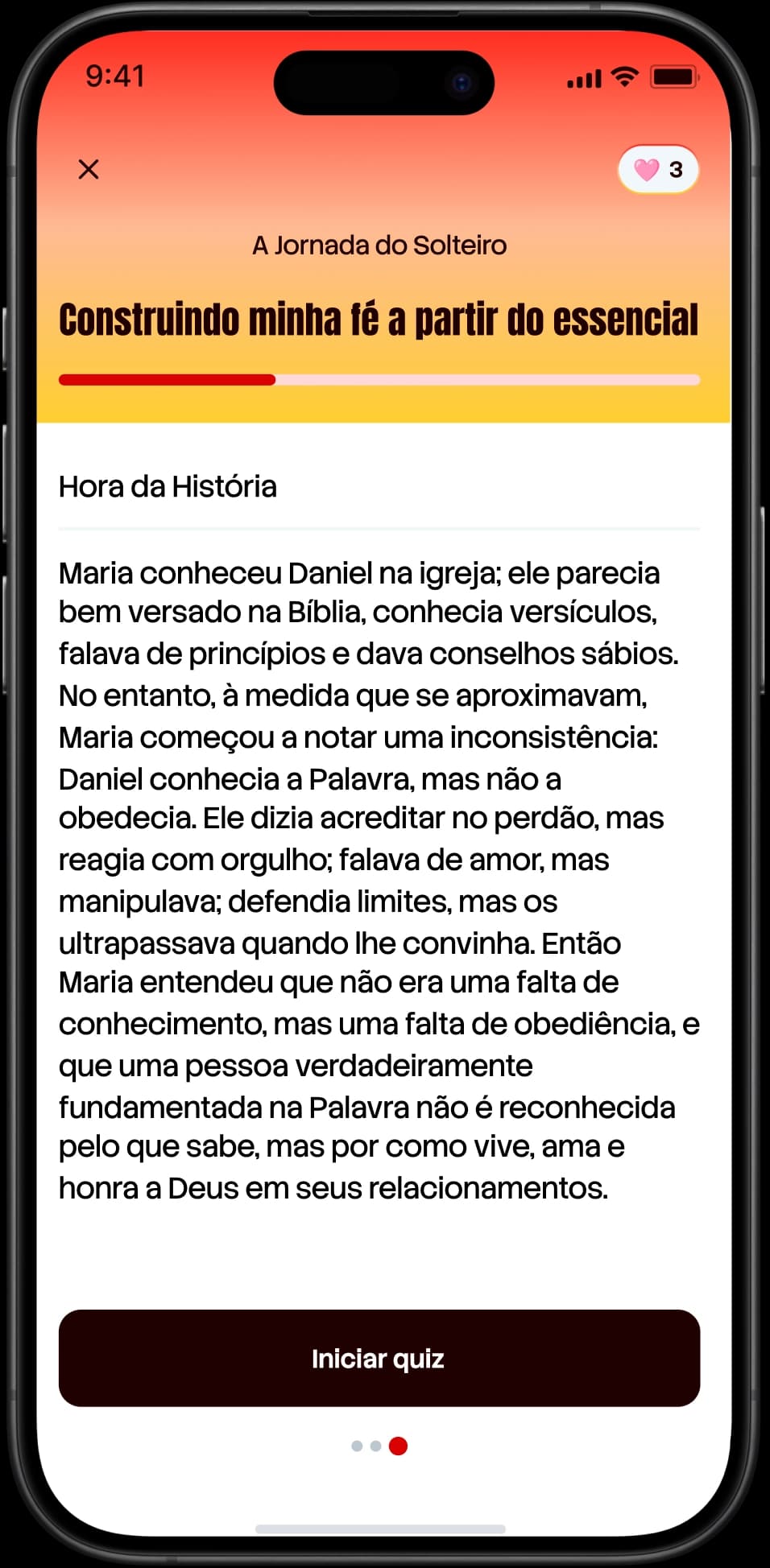 Tela de história da lição